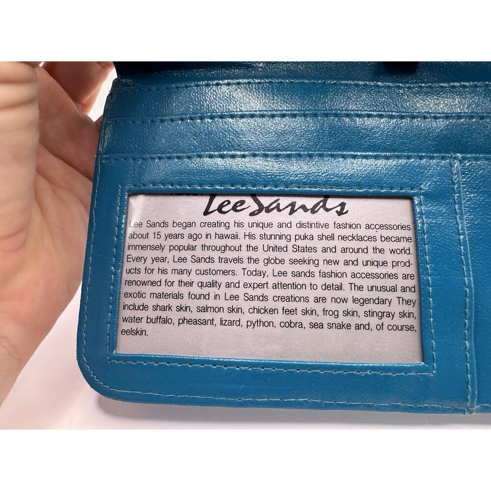 Eel Skin Leather Wallet Turquoise Blue Organizer Clutch + Keychain Vintage Teal - Picture 7 of 15